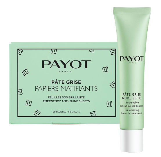 Pâte Grise Nude SPF30 et Pâte Grise Papiers Matifiants Payot