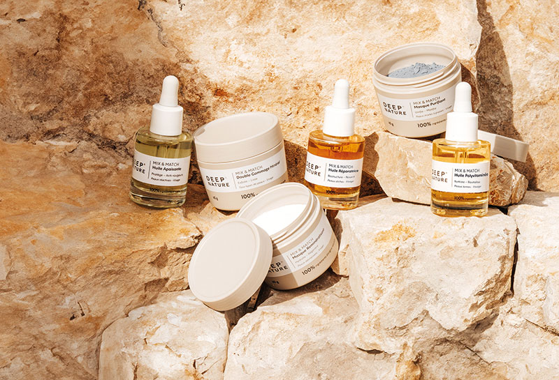 La gamme Mix & Match de Deep Nature se compose de masques, gommage, huiles et crèmes pour le visage. Son originalité réside dans son approche sur mesure permettant une utilisation des produits seuls ou en les combinant entre eux.